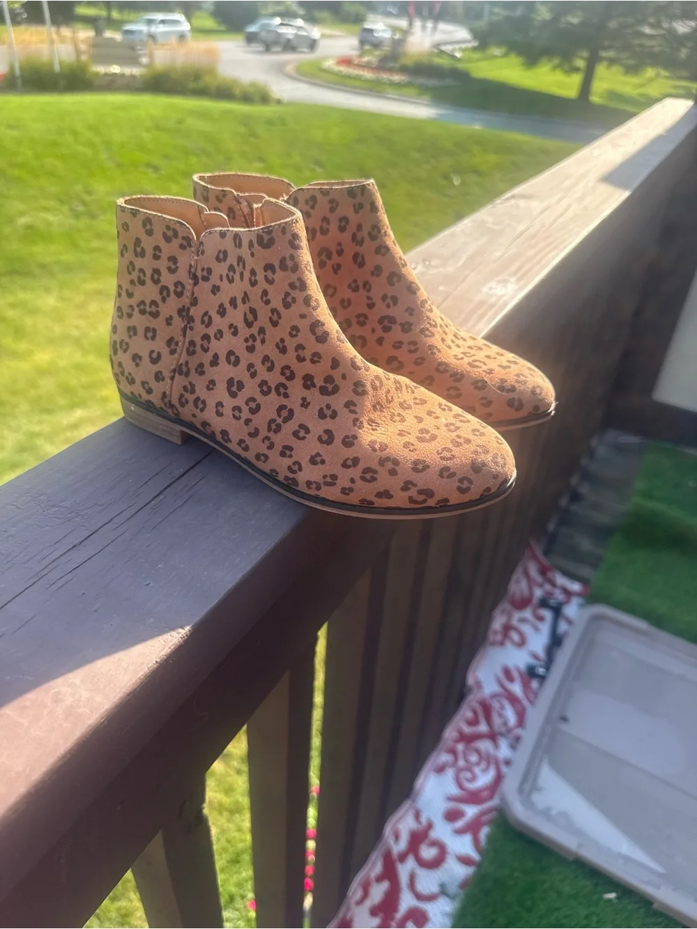 Cat & Jack Tan Leopard Print Girls Ankle Boots